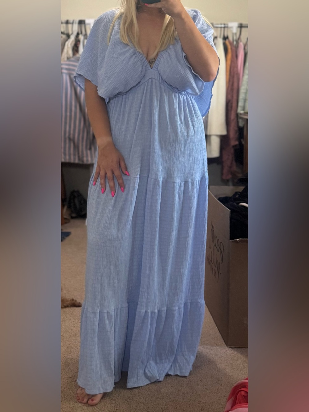 Light Blue Tiered Maxi Dress